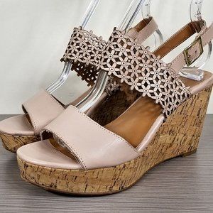 Caslon 'Hanna' Platform Wedge Sandal, Natural Leather, Womens Size 6.5 M